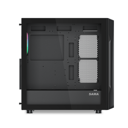 Корпус ПК без блока питания/ Case SAMA S40 Black, Midi-Tower, TG, 4x120mm ARGB, 2xUSB 3.0 + 1xUSB 3.1 Type-C, ATX, mATX, mITX Black