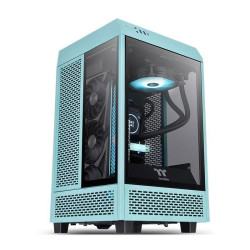 Корпус Thermaltake The Tower 100 Turquoise голубой miniITX 1x120mm 3x140mm 2xUSB3.0 audio bott PSU [CA-1R3-00SBWN-00]
