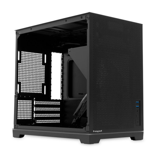 Корпус без блока питания/ Case HSPD M211, Mesh Mini-tower, Black, TG, 0.7 SPCC, no fans,mATX, mITX, 175/330/150mm, 2x2.5