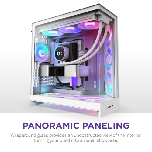 Корпус без блока питания/ Case NZXT H9 Flow RGB+ (2025), Midi-Tower, TG, 6x140mm RGB + 1x120mm RGB, 2xUSB-A 3.2 + 1xUSB-C 3.2, E-ATX, ATX, mATX, mITX White