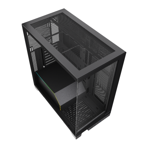 Корпус без блока питания/ Case HSPD F550, Mid Tower, Black, TG, 0.7 SPCC, no fans ATX, mATX, mITX 185/420/200mm 3x2.5