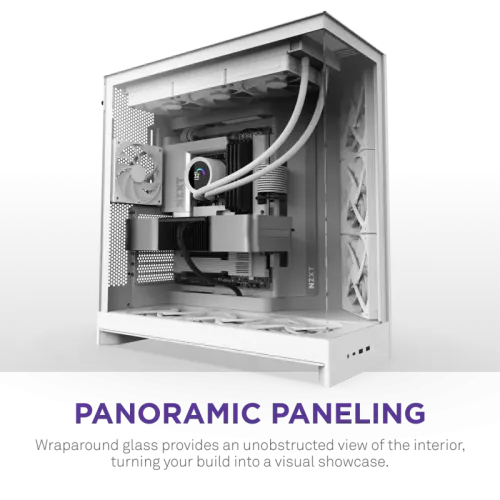 Корпус без блока питания/ Case NZXT H9 Flow (2025), Midi-Tower, TG, 3x140mm + 1x120mm, 2xUSB-A 3.2 + 1xUSB-C 3.2, E-ATX, ATX, mATX, mITX White