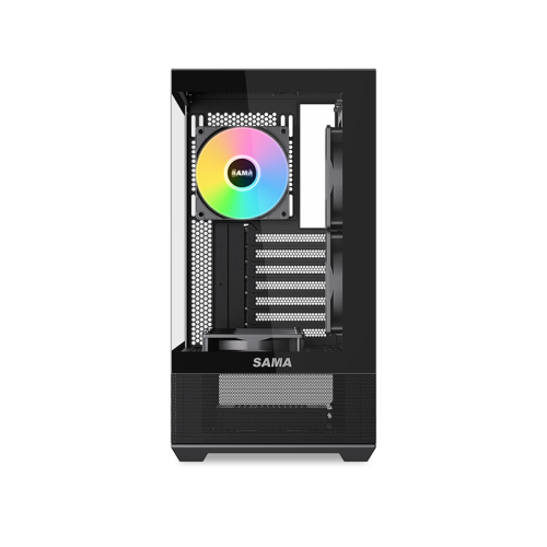 Корпус ПК без блока питания/ Case SAMA V40 Black, Midi-Tower, TG, 6x120mm ARGB, 2xUSB 3.0 + 1xUSB 3.1 Type-C, ATX, mATX, mITX Black