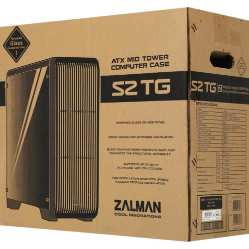 Корпус Zalman S2 TG черный ATX 4x120mm 2xUSB2.0 1xUSB3.0 audio bott PSU [S2 TG BLACK]