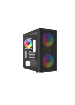 Корпус ПК без блока питания/ Case SAMA S30 Black, Midi-Tower, TG, 2x140mm + 1x120mm ARGB, 1xUSB 3.0 + 1xUSB 3.1 Type-C, mATX, mITX Black