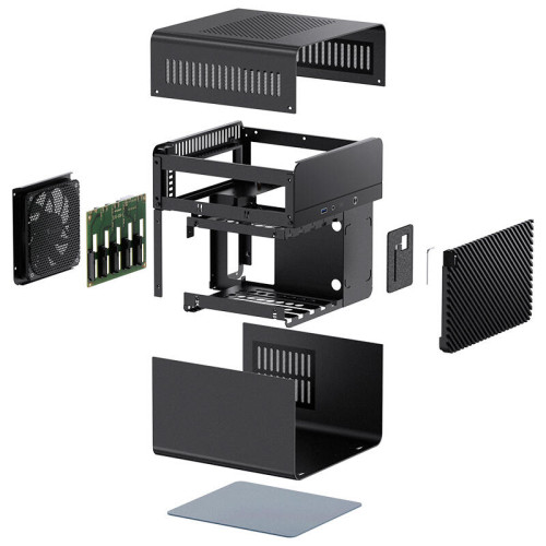 Корпус без блока питания/ Jonsbo N2 black, SFF, 1x120mm, mITX, 1*USB3.0, 1*USB 3.2 Gen2 Type-C, Audio+Mic