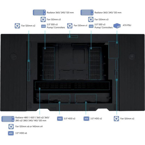 Корпус Lian-Li DK07X черный E-ATX 10x120mm 3x140mm 2xUSB3.0 audio bott PSU [G99.DK07X.10RU]