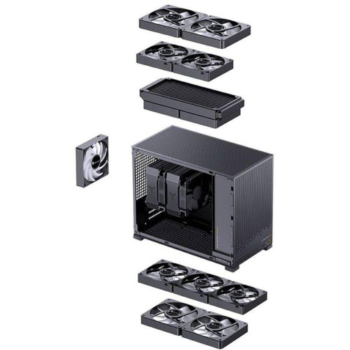 Корпус без блока питания/ Jonsbo D32 STD BLACK, Mini-Tower, no fans, mATX, mITX, 1xUSB3.2 Gen1 Type-A, 1xUSB3.2 Gen 2 Type-C, 1xAUDIO, 1xMIC