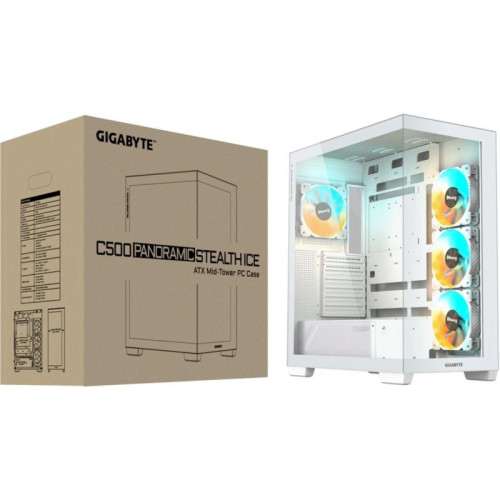 Корпус Gigabyte GB-C500PI ST белый ATX 6x120mm 3x140mm 2xUSB3.0 audio bott PSU [28300-C500W-1CKR]