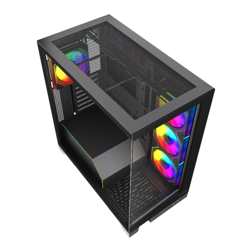 Корпус без блока питания/ Case HSPD F550, Mid Tower, Black, TG, 0.7 SPCC, 4x120mm ARGB ATX, mATX, mITX 185/420/200mm 3x2.5 Корпус без блока питания/ Case HSPD F550, Mid Tower, Black, TG, 0.7 SPCC, 4x120mm ARGB ATX, mATX, mITX 185/420/200mm 3x2.5