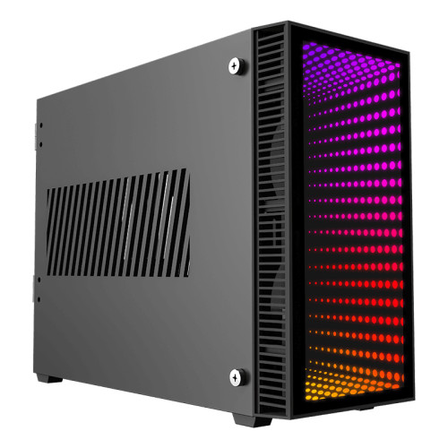 Компьютерный корпус, без блока питания ITX/ Gamemax Abyss ITX case, black, w/o PSU, w/2xUSB3.0, infinity rainbow lights FP, w/2x120mm Rainbow top fans (FN12ARGB-M)