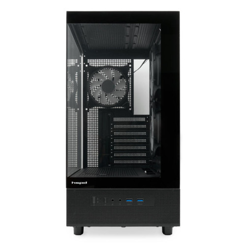 Корпус без блока питания/ HSPD F710, Panoramic Mid Tower, Black, TG, 0.5 SPCC, 3x120mm ARGB E-ATX, ATX, mATX, mITX 185/395/270mm 2x2.5