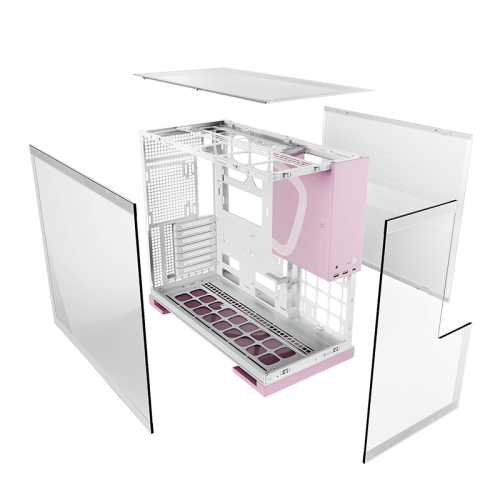 Корпус ПК без блока питания/ Case Geometric Future Model 5, Midi-Tower, TG, no fans, 2xUSB-A 3.0, 1xUSB 3.2 Type-C, E-ATX, ATX, mATX, mITX Pink