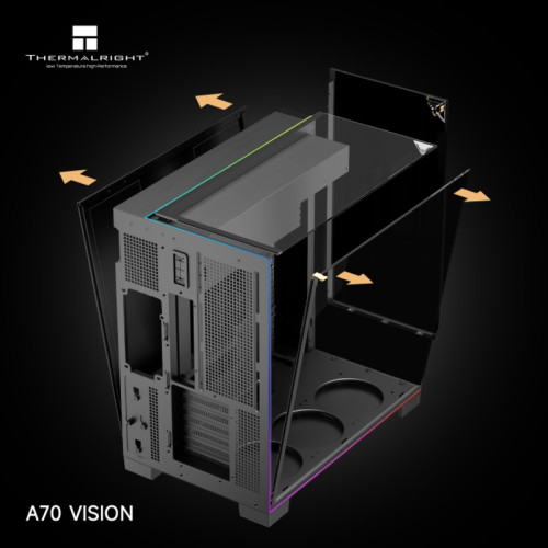 Корпус без блока питания/ Case Thermalright A70 Vision FAN5-C, Midi-Tower, TG, LCD, 5x120mm ARGB, 2xUSB-A 3.0, 1xUSB Type-C, ATX, mATX, mITX Black Корпус без блока питания/ Case Thermalright A70 Vision FAN5-C, Midi-Tower, TG, LCD, 5x120mm ARGB, 2xUSB-A 3.0, 1xUSB Type-C, ATX, mATX, mITX Black