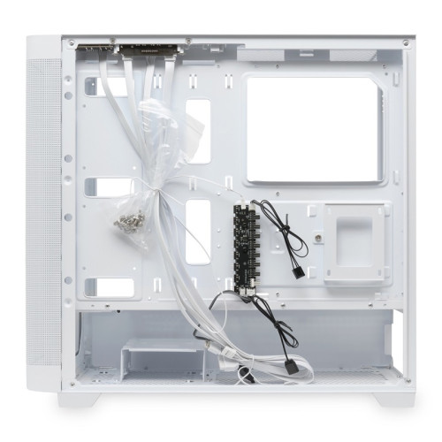 Корпус без блока питания/ Case HSPD M740, Mesh Mid Tower, White, TG, 0.6 SPCC, no fans, E-ATX, ATX, mATX, mITX, 170/400/200mm, 4x2.5