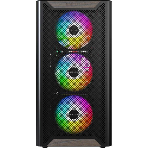 Корпус Montech XR Wood черный без БП ATX 3x120mm 2xUSB3.0 audio bott PSU