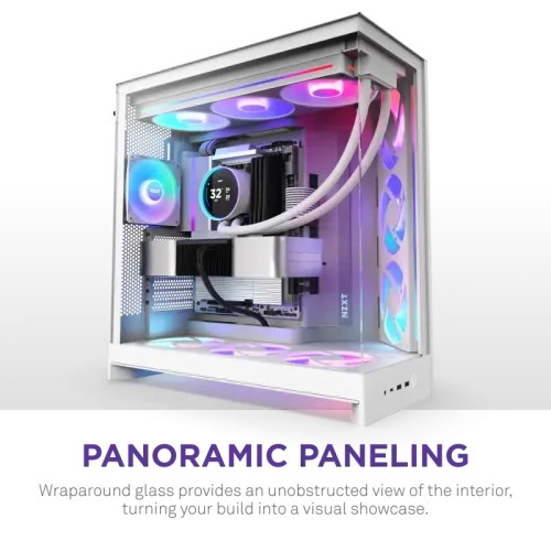 Корпус без блока питания/ Case NZXT H9 Flow RGB (2025), Midi-Tower, TG, 3x140mm RGB + 1x120mm, 2xUSB-A 3.2 + 1xUSB-C 3.2, E-ATX, ATX, mATX, mITX White
