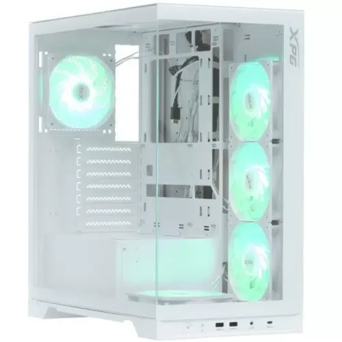 Корпус XPG INVADER X WHITE (INVADERXMT-WHCWW) Mid-Tower Gaming ATX PC Case with Panoramic View, Tempered Glass Panels, and RGB Lighting Black