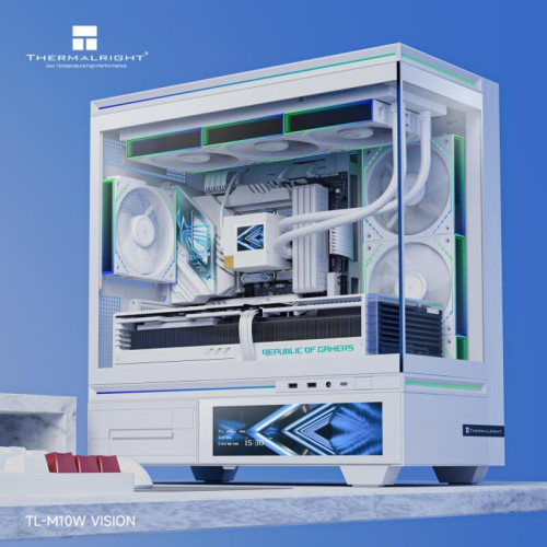 Корпус без блока питания/ Case Thermalright M10 Vision FAN4-M, Mini-Tower, TG, LCD, 4x120mm ARGB, 2xUSB-A 3.0, 1xUSB Type-C, mATX, mITX White Корпус без блока питания/ Case Thermalright M10 Vision FAN4-M, Mini-Tower, TG, LCD, 4x120mm ARGB, 2xUSB-A 3.0, 1xUSB Type-C, mATX, mITX White