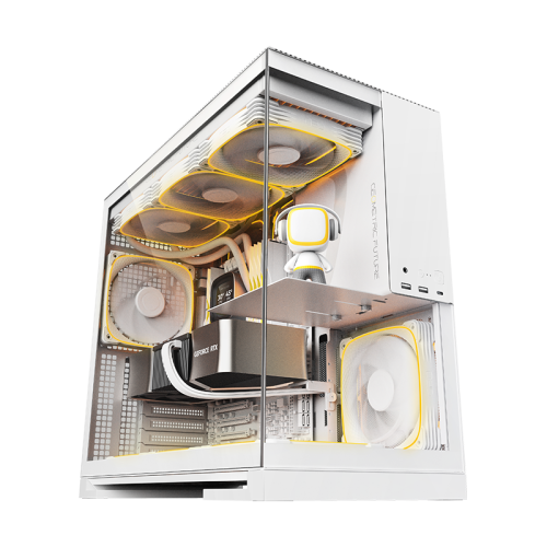 Корпус ПК без блока питания/ Case Geometric Future Model 5, Midi-Tower, TG, no fans, 2xUSB-A 3.0, 1xUSB 3.2 Type-C, E-ATX, ATX, mATX, mITX White