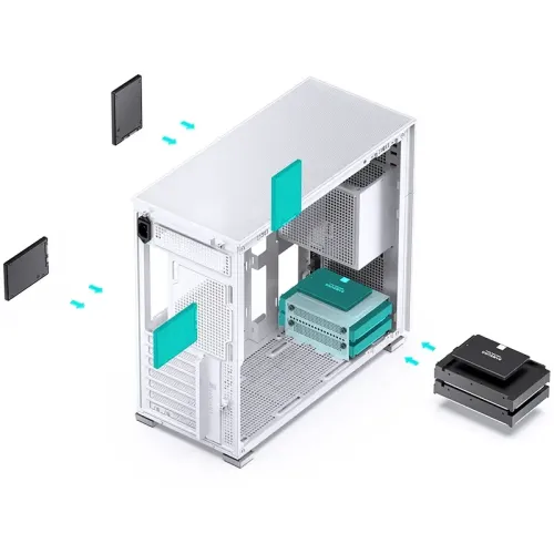 Корпус без блока питания/ Case JONSBO D41 STD, Midi-Tower, TG, no fan, 1xUSB-A 3.2 + 1xUSB-C 3.2, ATX, mATX White