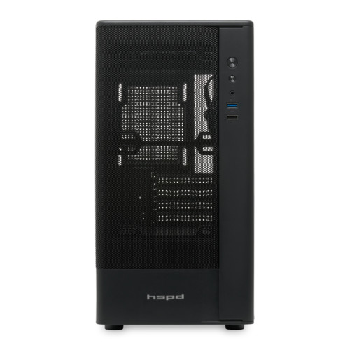Корпус без блока питания/ Case HSPD M332, Mesh Mini-tower, Black, TG, 0.4 SPCC, no fans, mATX, mITX, 160/285/170mm, 1x2.5