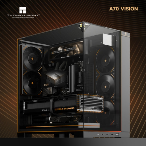 Корпус без блока питания/ Case Thermalright A70 Vision FAN5-C, Midi-Tower, TG, LCD, 5x120mm ARGB, 2xUSB-A 3.0, 1xUSB Type-C, ATX, mATX, mITX Black Корпус без блока питания/ Case Thermalright A70 Vision FAN5-C, Midi-Tower, TG, LCD, 5x120mm ARGB, 2xUSB-A 3.0, 1xUSB Type-C, ATX, mATX, mITX Black