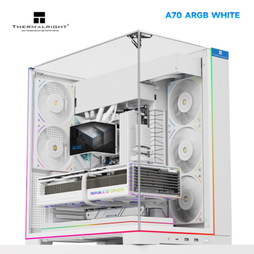 Корпус без блока питания/ Case Thermalright A70 FAN5-C, Midi-Tower, TG, 5x120mm ARGB, 2xUSB-A 3.0, 1xUSB Type-C, ATX, mATX, mITX White Корпус без блока питания/ Case Thermalright A70 FAN5-C, Midi-Tower, TG, 5x120mm ARGB, 2xUSB-A 3.0, 1xUSB Type-C, ATX, mATX, mITX White