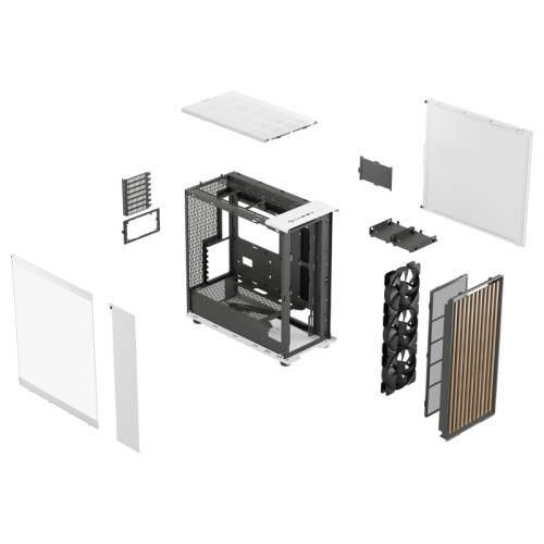 Корпус ПК без блока питания/ Case Fractal Design North XL RC Chalk TG Clear, Full-Tower, 3x140mm, 2xUSB-A 3.0 + 1xUSB 3.2 Type-C, ATX, mATX, mITX White