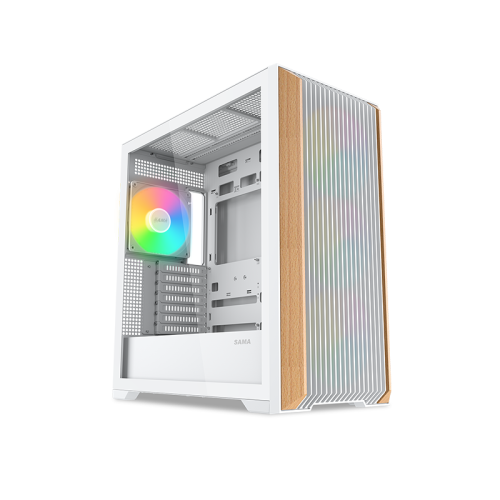 Корпус ПК без блока питания/ Case SAMA Z60 White, Midi-Tower, TG, 4x140mm ARGB, 2xUSB 3.0 + 1xUSB 3.1 Type-C, E-ATX, ATX, mATX, mITX White