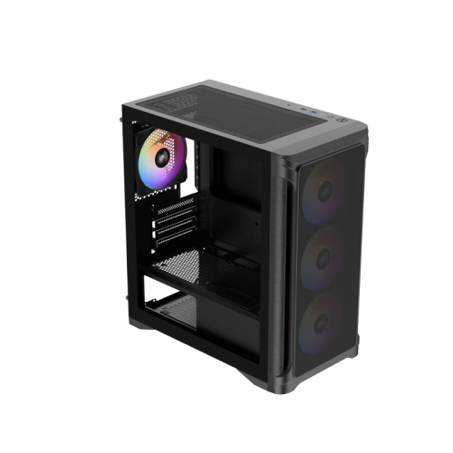 Корпус ПК без блока питания/ Case SAMA S31 Black, Midi-Tower, TG, 4x120mm ARGB, 2xUSB 3.0 + 1xUSB 3.2 Type-C, mATX, mITX Black