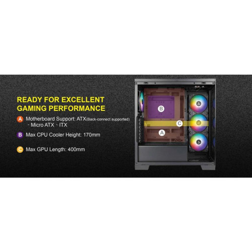 Корпус Azza COVE черный ATX 6x120mm 2x140mm 1xUSB2.0 1xUSB3.0 audio bott PSU [CSAZ-570B COVE]