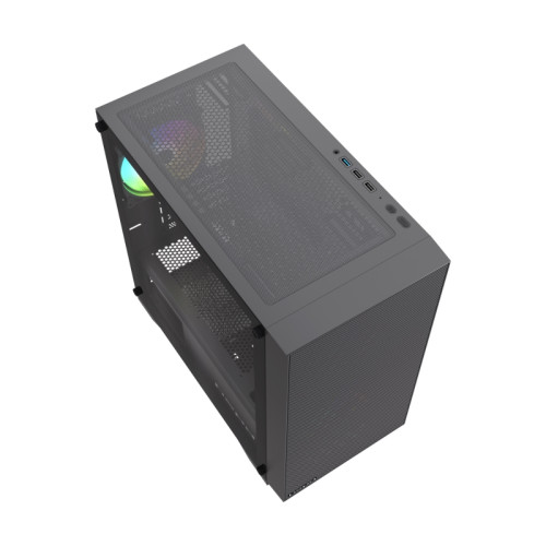 Корпус без блока питания/ Case HSPD M334, Mesh Mini-tower, Black, TG, 0.45 SPCC, 3x120mm ARGB (M11-120) mATX, mITX 160/340/180mm 2x2.5 Корпус без блока питания/ Case HSPD M334, Mesh Mini-tower, Black, TG, 0.45 SPCC, 3x120mm ARGB (M11-120) mATX, mITX 160/340/180mm 2x2.5