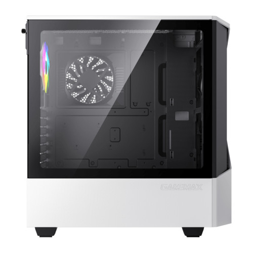 Компьютерный корпус, без блока питания ATX/ Gamemax Contac COC WB ATX case, black/white, w/o PSU, w/2xUSB3.0, w/1x14cm ARGB front fan(GMX-FN14-Rainbow-C9), w/1x12cm ARGB rear fan(GMX-FN12-