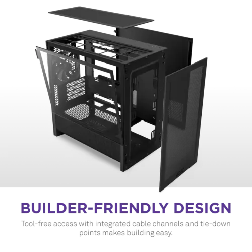 Корпус без блока питания/ Case NZXT H3 Flow (2025), Midi-Tower, TG, 1x120mm, 1xUSB-A 3.2 + 1xUSB-C 3.2, mATX, mITX Black