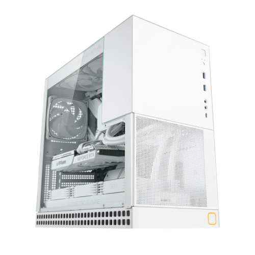 Корпус ПК без блока питания/ Case Geometric Future Model 4 King Arthur, Midi-Tower, TG, no fans, 2xUSB-A 3.0, 1xUSB 3.2 Type-C, E-ATX, ATX, mATX, mITX White