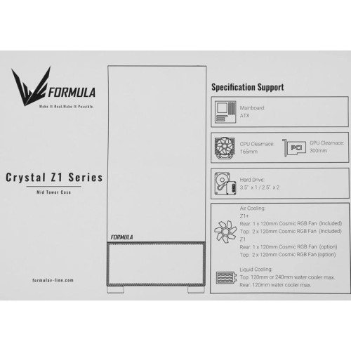 Корпус Formula Crystal Z1 PLUS черный ATX 2x120mm 2xUSB2.0 1xUSB3.0 audio bott PSU [CRYSTAL Z1 PLUS]