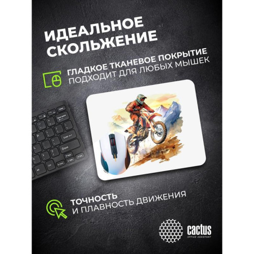 Коврик для мыши Cactus Motobike 250x200x3мм (CS-MP-D12S) Коврик для мыши Cactus Motobike 250x200x3мм (CS-MP-D12S)