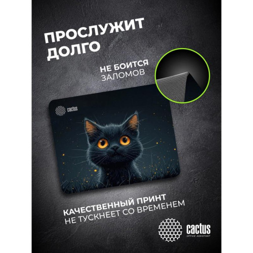 Коврик для мыши Cactus Black Cat 250x200x3мм (CS-MPC-D09S)