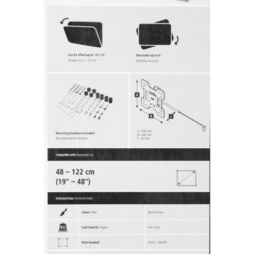 Кронштейн для телевизора Hama TILT TV Premium черный 19