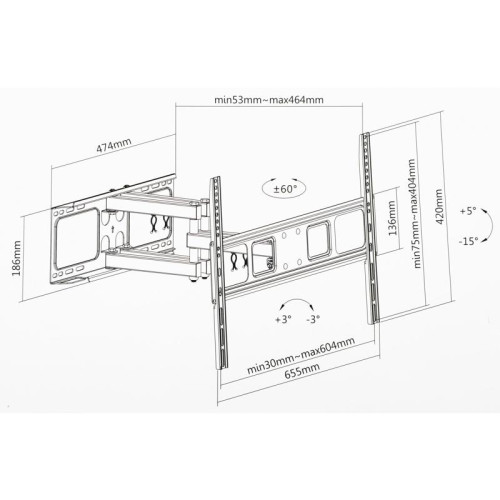 Кронштейн для телевизора Ultramounts UM873 черный 37