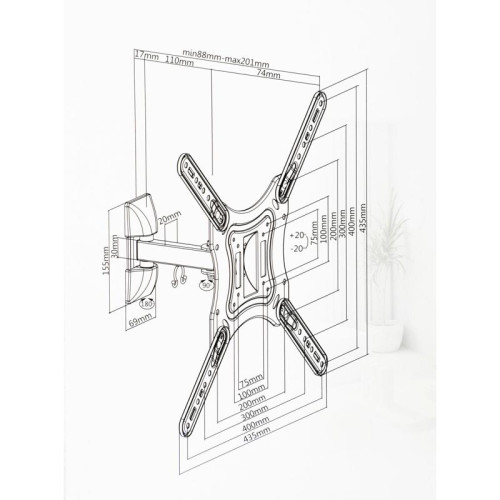 Кронштейн для телевизора Ultramounts UM868 черный 23