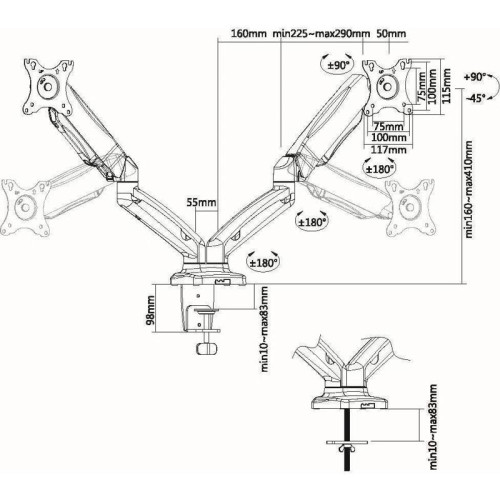 Кронштейн для мониторов Ultramounts UM705 черный 13