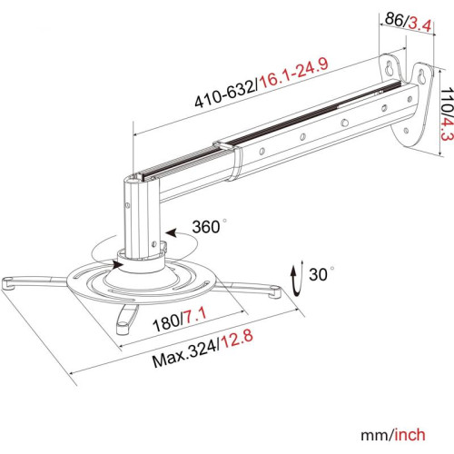 Кронштейн для проектора Cactus CS-VM-PR05BL-BK черный макс.10кг настенный поворот и наклон