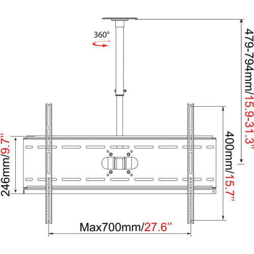 Кронштейн для телевизора Cactus CS-CP04-R черный 37
