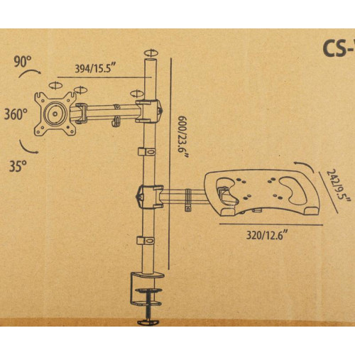 Кронштейн для монитора/ноутбука Cactus CS-VM-LH07-AL серебряный 13