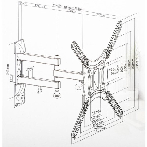 Кронштейн для телевизора Ultramounts UM870 черный 23