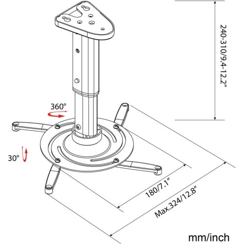 Кронштейн для проектора Cactus CS-VM-PR05M-BK черный макс.10кг потолочный поворот и наклон