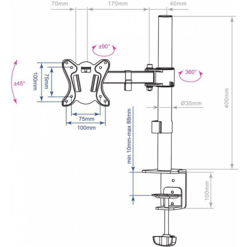 Кронштейн для мониторов Arm Media LCD-T11 черный 15