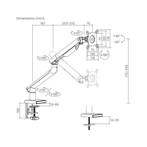 Кронштейн для мониторов Ultramounts UM713B черный 17